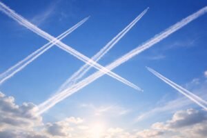 Traces d'avions dans le ciel